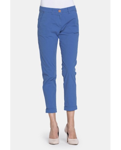 PANTALONE CHINOS IN POPELINE STRETCH.Vita regolare