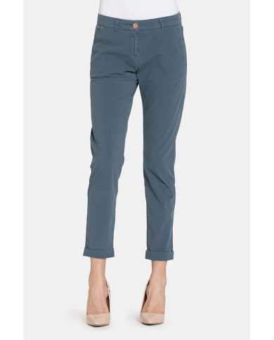 PANTALONE CHINOS IN POPELINE STRETCH.Vita regolare