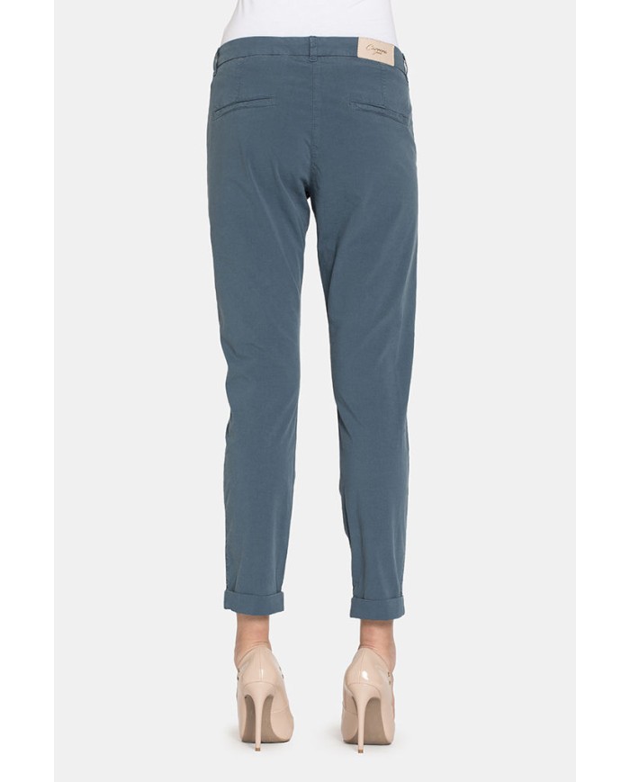 PANTALONE CHINOS IN POPELINE STRETCH.Vita regolare