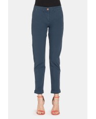 PANTALONE CHINOS IN POPELINE STRETCH.Vita regolare