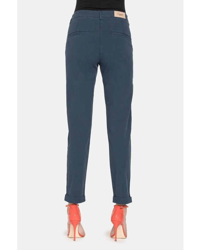 PANTALONE CHINOS IN POPELINE STRETCH.Vita regolare