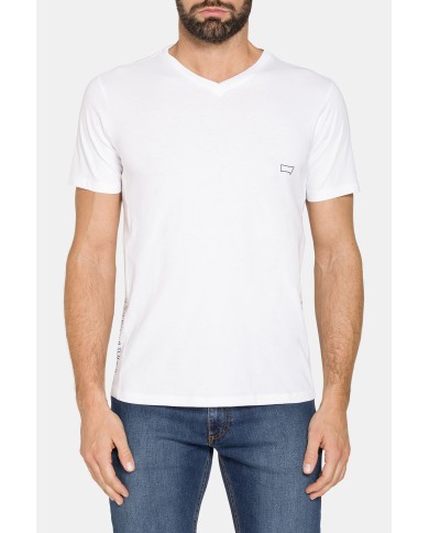 T-SHIRT CON SCOLLO A V CORTO COTONE PETTINATO
