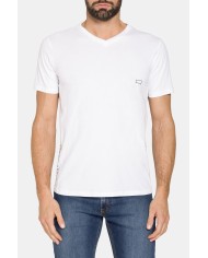T-SHIRT CON SCOLLO A V CORTO COTONE PETTINATO