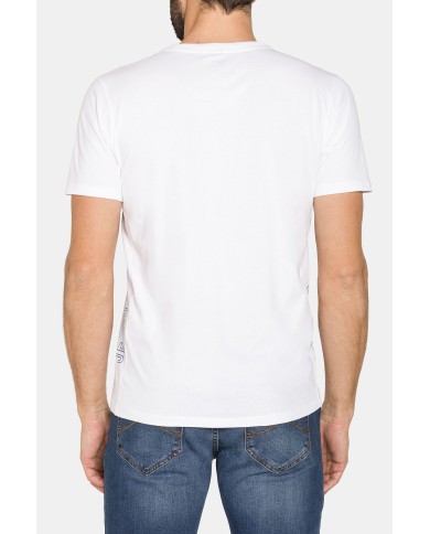 T-SHIRT CON SCOLLO A V CORTO COTONE PETTINATO