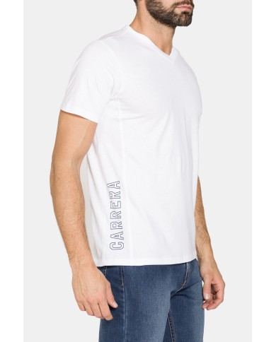 T-SHIRT CON SCOLLO A V CORTO COTONE PETTINATO