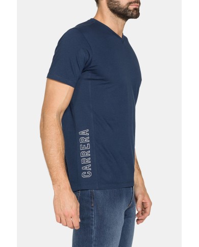 T-SHIRT CON SCOLLO A V CORTO COTONE PETTINATO