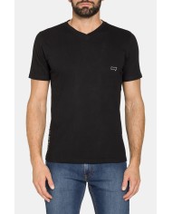 T-SHIRT CON SCOLLO A V CORTO COTONE PETTINATO