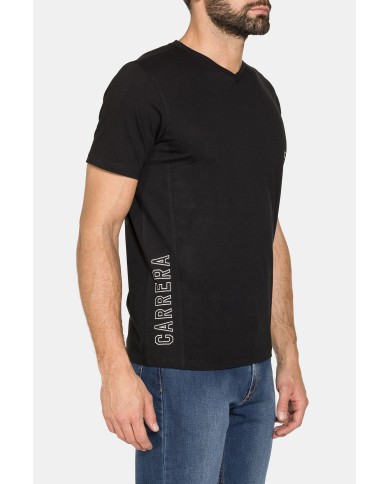 T-SHIRT CON SCOLLO A V CORTO COTONE PETTINATO