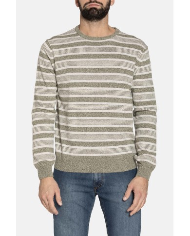 MAGLIA RIGATA A GIROCOLLO IN MISTO COTONE