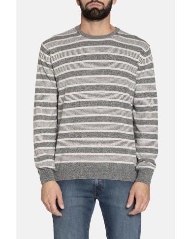 MAGLIA RIGATA A GIROCOLLO IN MISTO COTONE