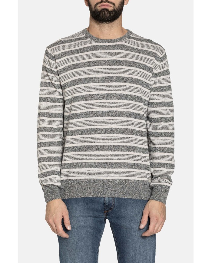 MAGLIA RIGATA A GIROCOLLO IN MISTO COTONE