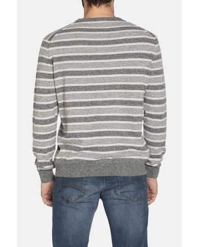 MAGLIA RIGATA A GIROCOLLO IN MISTO COTONE