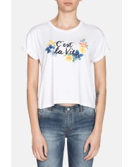 T-SHIRT GIROCOLLO IN JERSEY VISCOSA. Vestibilità regolare.