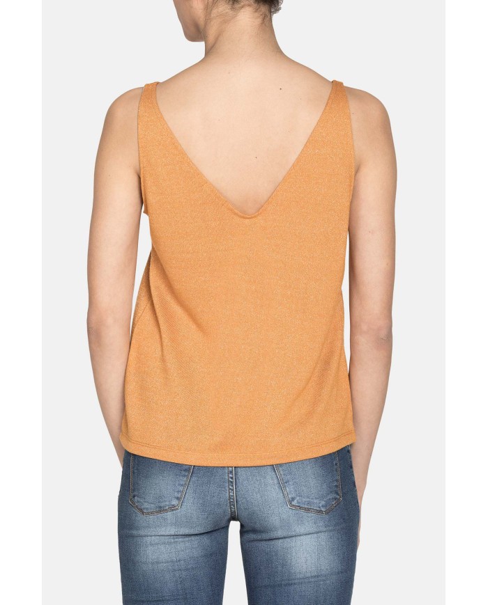 CANOTTA SCOLLO V IN MISTO VISCOSA. Vestibilità regolare.