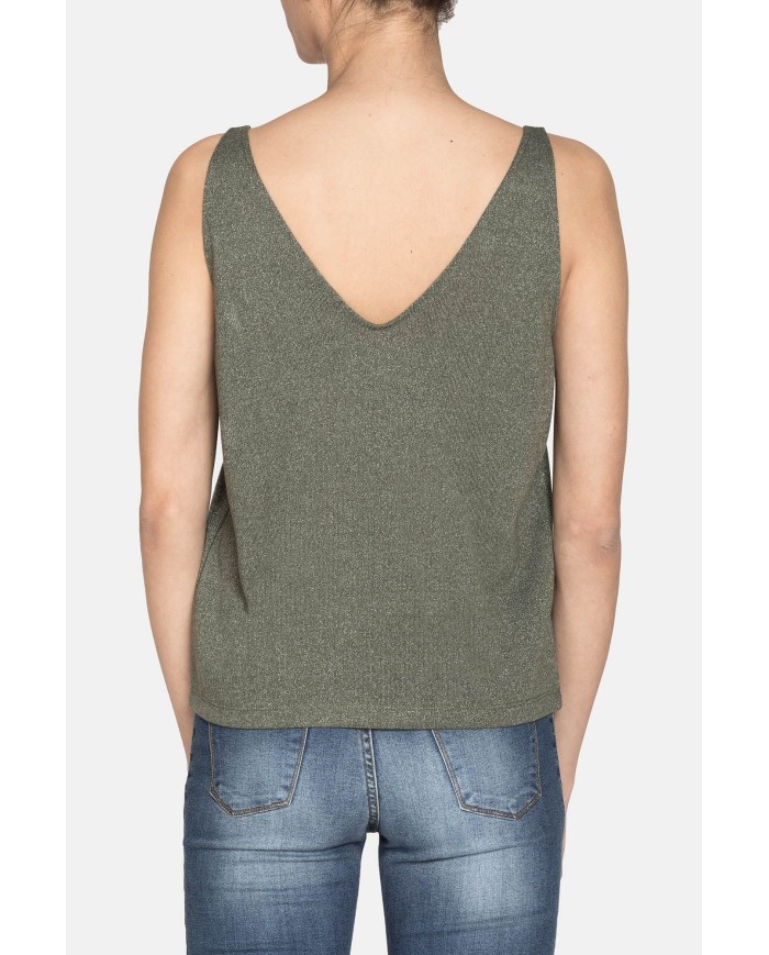 CANOTTA SCOLLO V IN MISTO VISCOSA. Vestibilità regolare.