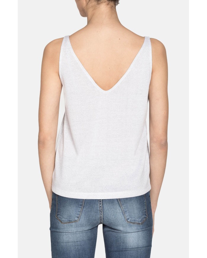 CANOTTA SCOLLO V IN MISTO VISCOSA. Vestibilità regolare.