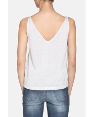 CANOTTA SCOLLO V IN MISTO VISCOSA. Vestibilità regolare.