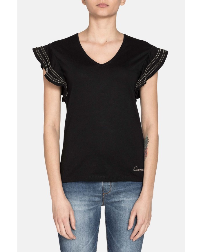 T-SHIRT SCOLLO V IN JERSEY 100% COTONE. Vestibilità slim.