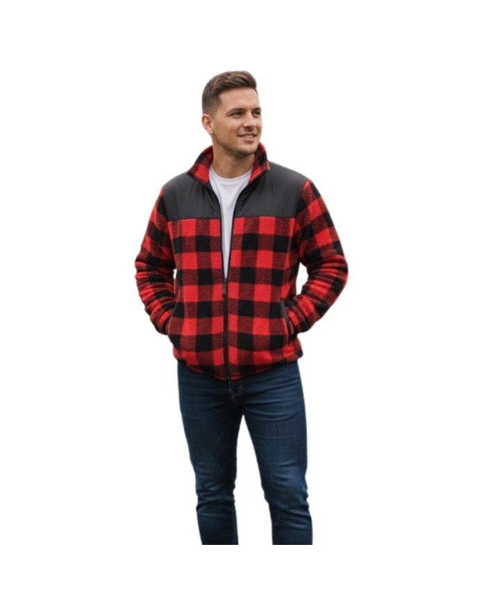 Sherpa da Uomo Full Zip Canada Trail Rosso Nero CDUAI25715