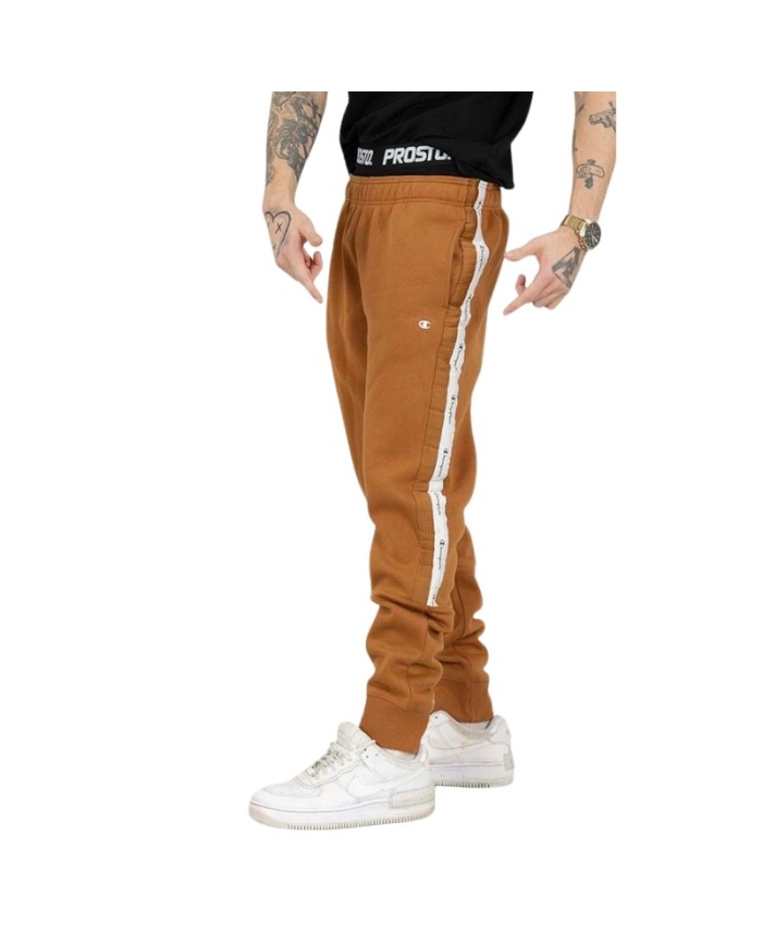 Pantalone da Uomo Champion Jogger Felpato con Tape Marrone 219096MS531