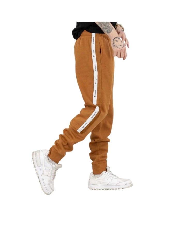 Pantalone da Uomo Champion Jogger Felpato con Tape Marrone 219096MS531