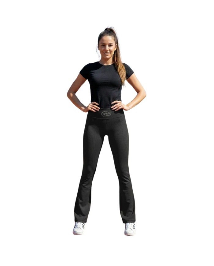 Leggins da Donna Special Sport Nero a Costine Fitness Sport