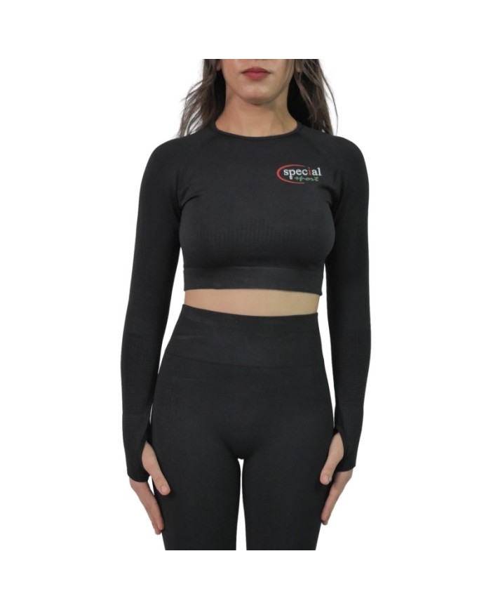 Maglia Corta Special Sport Manica Lunga Nera Fitness MAGLIAMLBK01