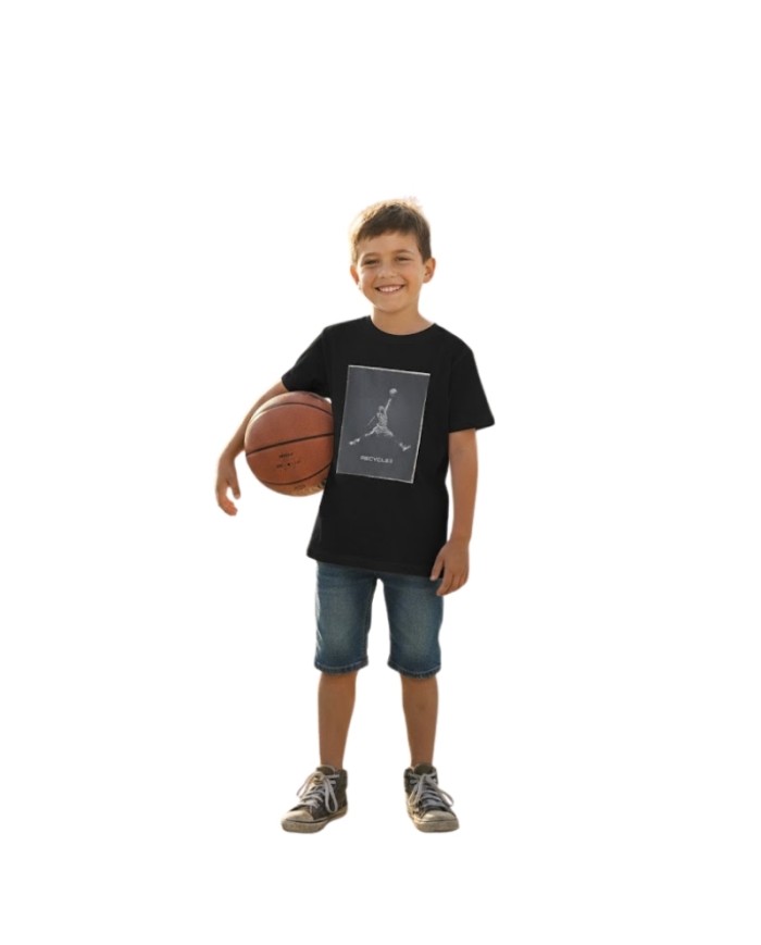 T-Shirt da Bambino Recycle Jordan Nera Girocollo Cotone