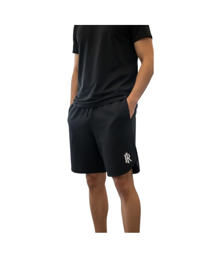 Bermuda Uomo in Cotone Garzato Nero Recycle Idol RS02