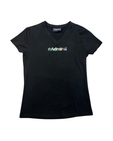 T-Shirt da Donna Admiral Cotone Collo a V  Nera A5AD2905EI007