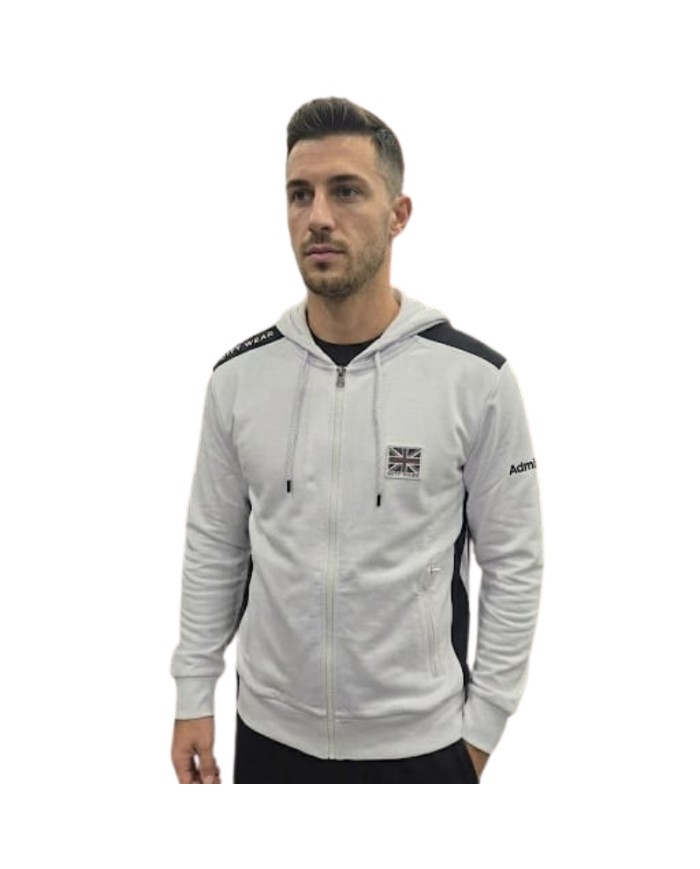 Felpa da Uomo Admiral City AD3014 Full Zip con Cappuccio Bianca
