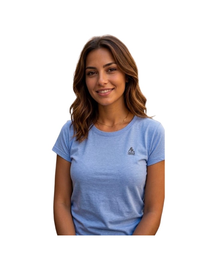 T-Shirt da Donna AKI Girocolo Cotone Celeste AKUPE26589
