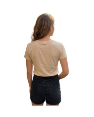 T-Shirt da Donna AKI Girocolo Cotone Beige AKUPE26585