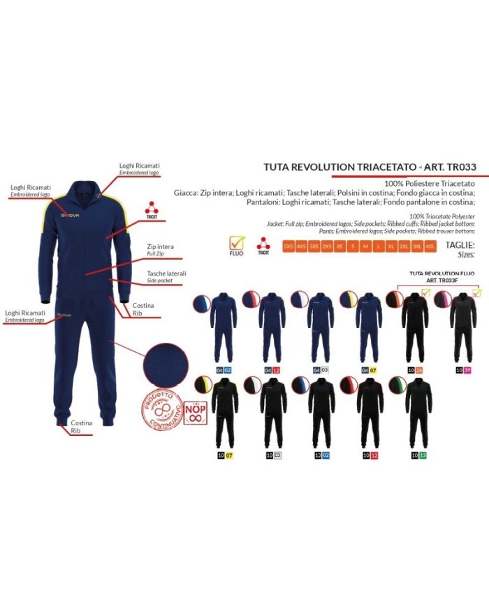 Tuta REVOLUTION FLUO Givova Triacetato Unisex TR033F