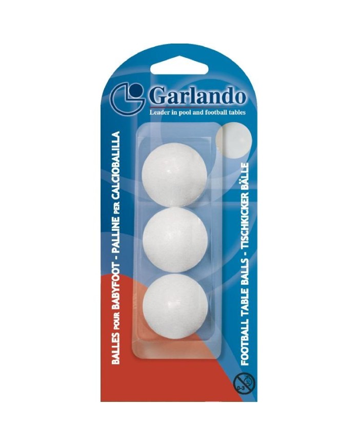 Palline da Calciobalilla Set Composto da 3 Palline Bianche Garlando BLI-3PB Palline da Calciobalilla Set Composto da 3 Palline Bianche Garlando BLI-3PB