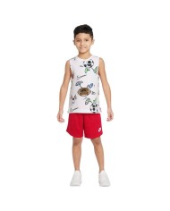 Completo Bambino Nike Emoji Muscle Set Canotta Shorts Bianco Rosso 86J528U10 Completo Bambino Nike Emoji Muscle Set Canotta Shorts Bianco Rosso 86J528U10