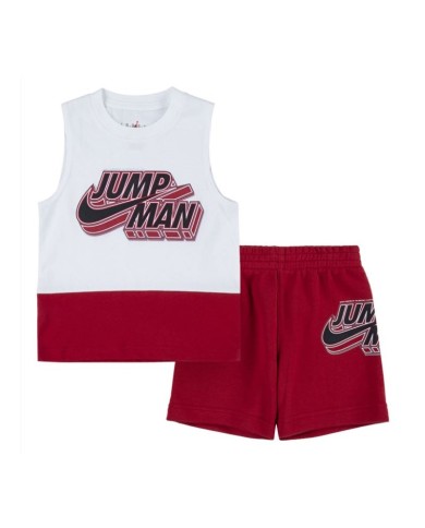 Completo da Bambino Nike Jordan Jumpman Muscle Tank Bianco Rosso 65B479R78 Completo da Bambino Nike Jordan Jumpman Muscle Tank Bianco Rosso 65B479R78