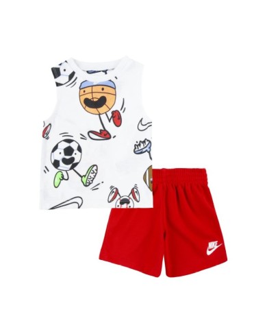 Completo Infant Nike Emoji Muscle Set Canotta Shorts Bianco Rosso 66J528U10 Completo Infant Nike Emoji Muscle Set Canotta Shorts Bianco Rosso 66J528U10