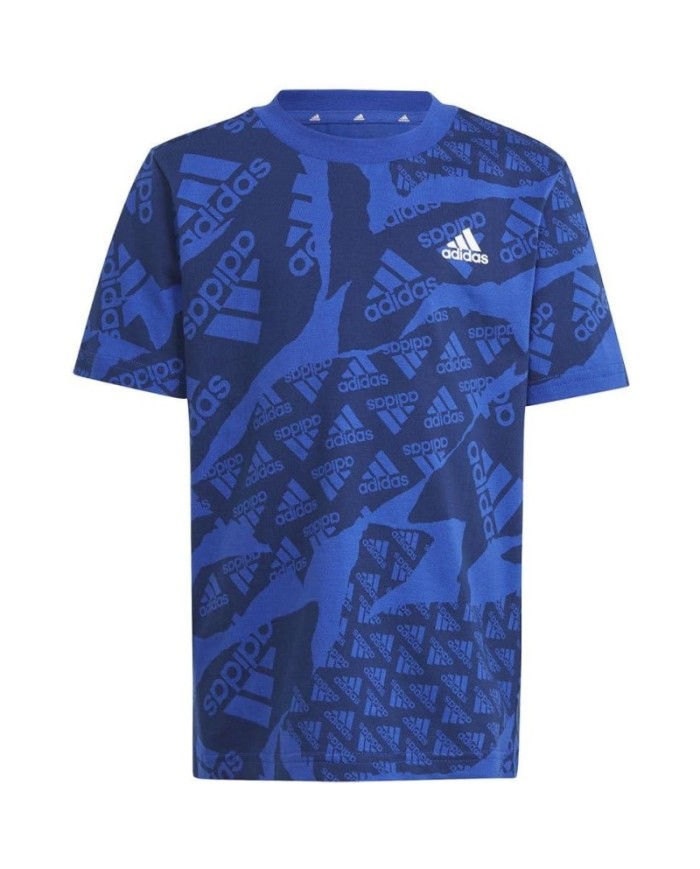 Maglia da Bambino Adidas Camlog T-Shirt Girocollo Cotone Blu IS2561