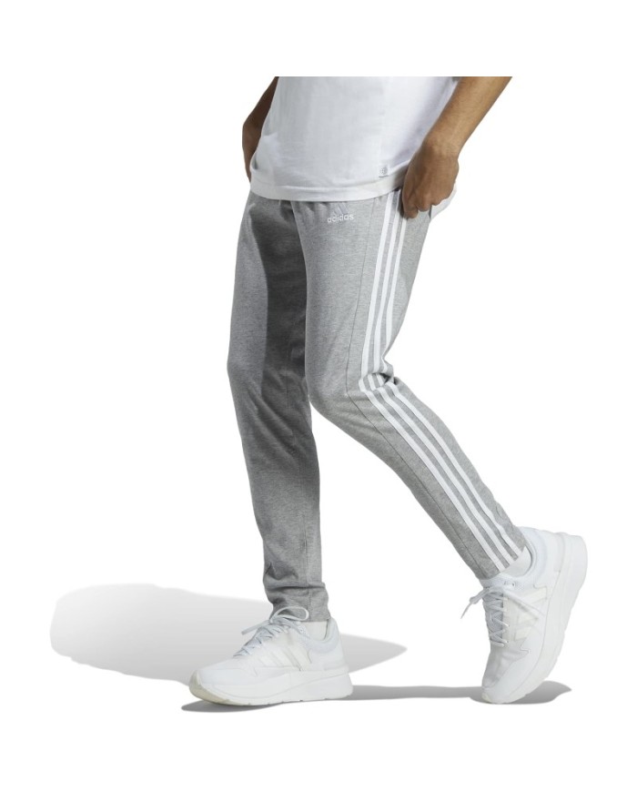 Pantalone da Uomo Adidas Essential 3-Stripes Cotone Jersey Grigio IC0046